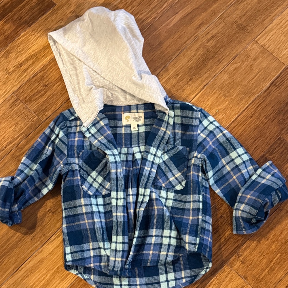 Tucker and Tate Button Down Flannel with Sweatshirt Hood